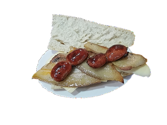 Bocadillo de tocino y chorizo